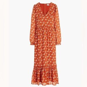J. Crew Factory Floral Crinkle MIDI‎ Tiered Flounce Dress